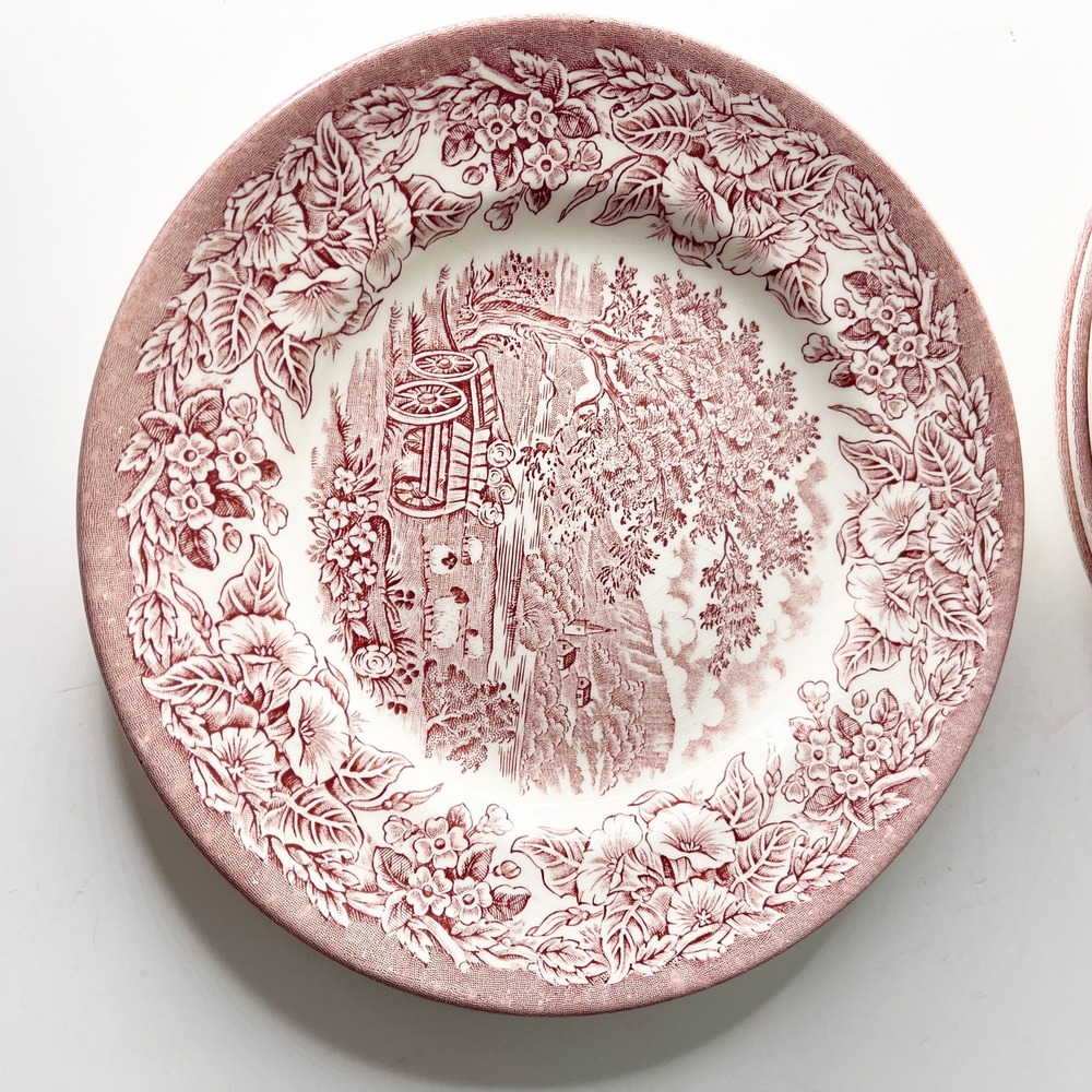 EIT English IronstoneTableware Red Transferware Dessert Plate 7 3/4"